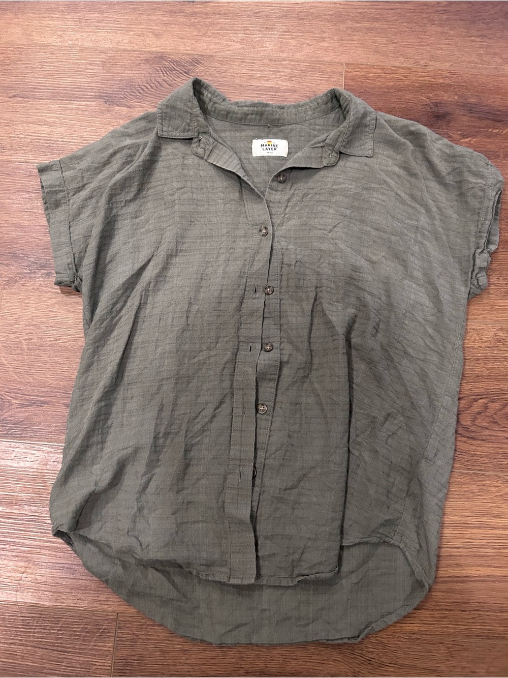 Marine Layer Olive Short-Sleeve Button-Down Shirt